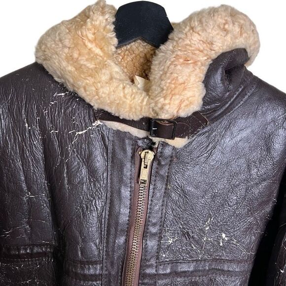 Vintage 1950s 1960s MK VI Sheepskin Flying Bomber Jacket Large - Picture 2 of 8